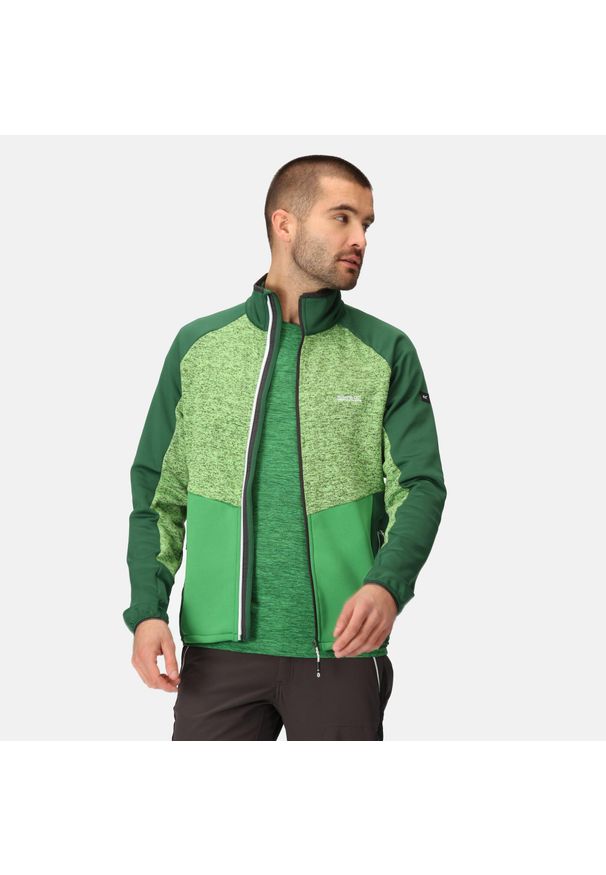 Bluza turystyczna męska Regatta Coladane V. Kolor: zielony, wielokolorowy, żółty. Materiał: tkanina, polar. Sport: turystyka piesza
