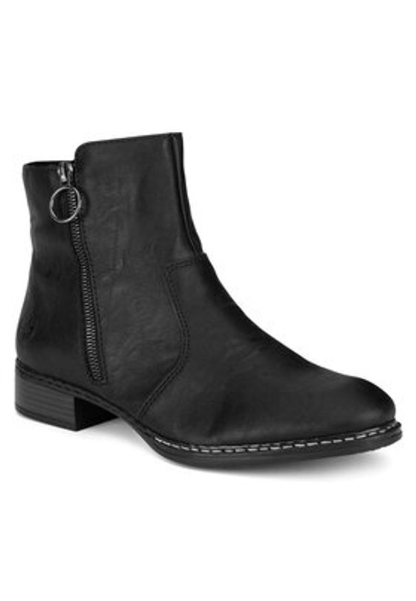 Rieker Botki 73450-00 Czarny. Kolor: czarny. Materiał: materiał