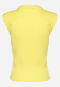 Born2be - Żółta Bluzka Dzianinowa z Łańcuchem Odesima. Kolor: żółty. Materiał: dzianina. Wzór: aplikacja #6