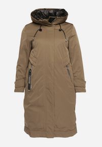 Born2be - Ciemnozielona Kurtka z Kapturem o Wydłużonym Fasonie z Kieszeniami na Suwak Loreldra. Typ kołnierza: kaptur. Kolor: zielony #6