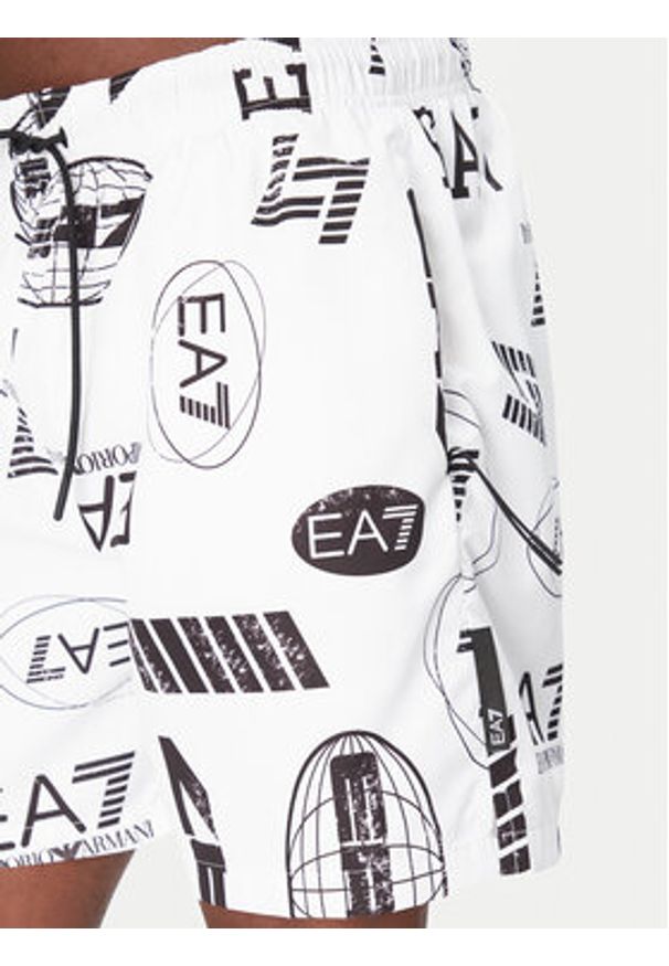 EA7 Emporio Armani Szorty kąpielowe 7M000520 AF13069 F0043 Biały Regular Fit. Kolor: biały. Materiał: syntetyk