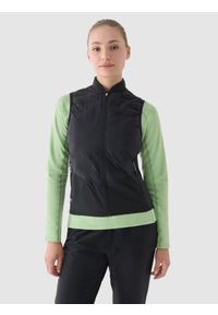 4f - 4F Bezrękawnik do biegania pikowany ze stójką damski - szary XXL. Typ kołnierza: kołnierzyk stójkowy. Kolor: szary. Materiał: poliester, włókno, materiał, puch. Długość rękawa: bez rękawów. Technologia: Primaloft. Długość: krótkie. Sport: bieganie, fitness #1