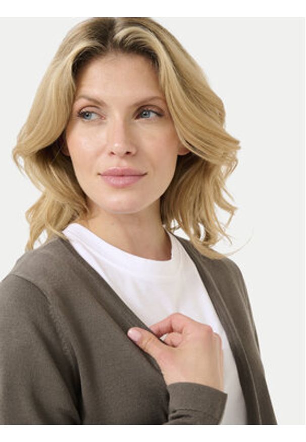 Kaffe Kardigan Fenia 10551503 Brązowy Regular Fit. Kolor: brązowy. Materiał: wiskoza