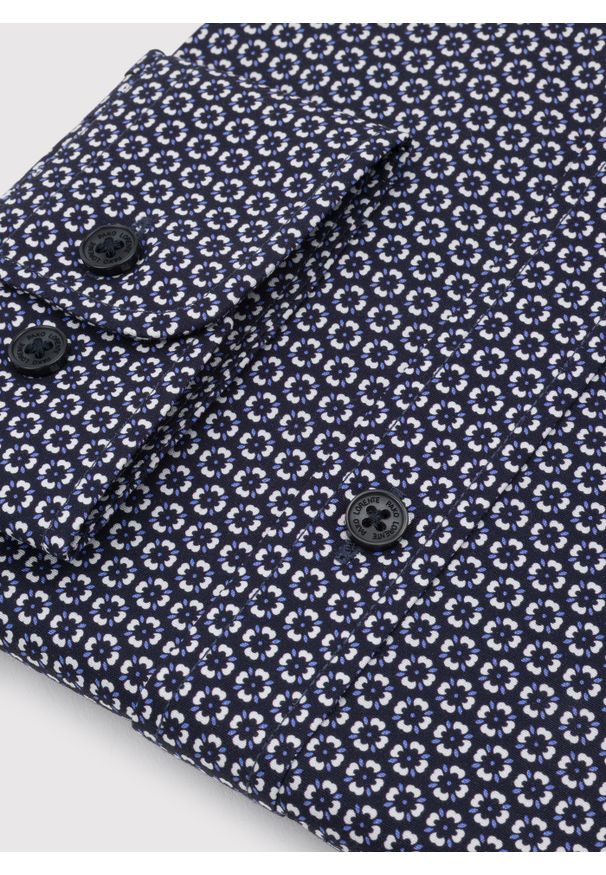 Pako Lorente - PAKO LORENTE – Granatowa koszula w kwiaty. Kolor: niebieski. Materiał: elastan, bawełna. Długość rękawa: długi rękaw. Długość: długie. Wzór: kwiaty