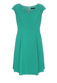 Vito Vergelis - Zielona rozkloszowana sukienka. Okazja: na imprezę, na komunię, na wesele, na ślub cywilny. Kolor: zielony. Materiał: szyfon