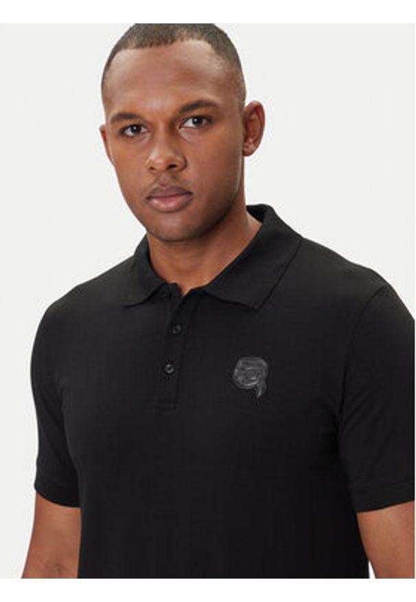 Karl Lagerfeld - KARL LAGERFELD Polo 745020 554235 Czarny Regular Fit. Typ kołnierza: polo. Kolor: czarny. Materiał: bawełna
