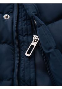 Ombre Clothing - Kurtka pikowana męska ze stójką i zamkami na klatce piersiowej – granatowa V2 - Rozmiar: XL. Okazja: na co dzień. Typ kołnierza: kołnierzyk stójkowy. Kolor: niebieski. Materiał: poliester, materiał. Styl: sportowy, casual, elegancki