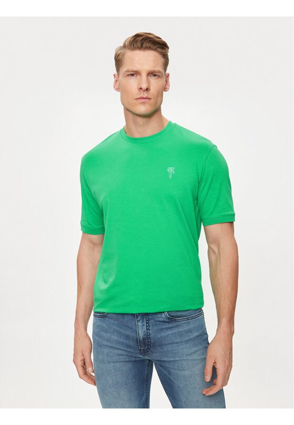 Karl Lagerfeld - KARL LAGERFELD T-Shirt 755055 542221 Zielony Regular Fit. Typ kołnierza: dekolt w karo. Kolor: zielony. Materiał: bawełna