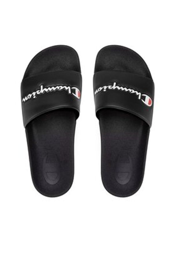Champion Klapki Slide Varsity S21993-CHA-KK002 Czarny. Kolor: czarny. Materiał: skóra