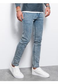 Ombre Clothing - Spodnie męskie jeansowe SKINNY FIT - jasnoniebieskie V2 - Rozmiar: M. Kolor: niebieski. Materiał: jeans #1