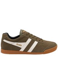 Buty do chodzenia męskie Gola Harrier. Kolor: zielony, biały, wielokolorowy. Materiał: zamsz, materiał. Szerokość cholewki: normalna. Sport: turystyka piesza