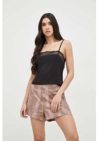 Calvin Klein Underwear szorty piżamowe damskie kolor beżowy. Kolor: beżowy. Materiał: tkanina #3
