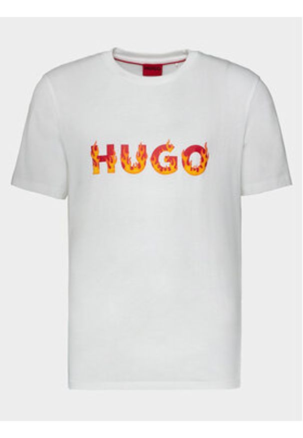 Hugo T-Shirt Danda 50504542 Biały Regular Fit. Kolor: biały. Materiał: bawełna
