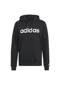 Adidas - adidas Essentials Linear Logo Hoodie, męska bluza. Kolor: czarny, wielokolorowy, biały. Materiał: bawełna, wiskoza, poliester