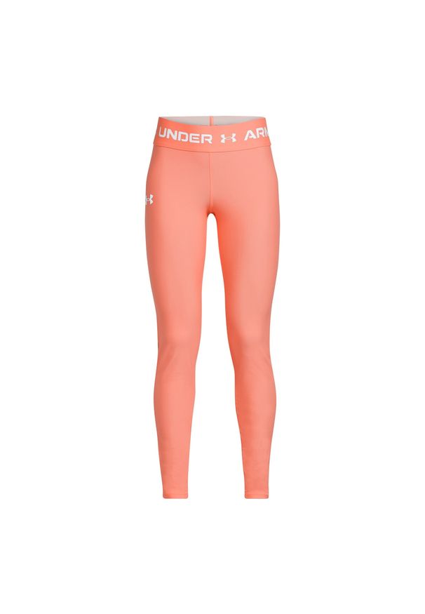 Legginsy sportowe dziewczęce Under Armour Armour Legging - pomarańczowe. Kolor: pomarańczowy. Materiał: materiał, poliester, elastan. Styl: sportowy