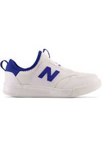 Buty dziecięce New Balance PT300WA1 – białe. Okazja: na co dzień. Kolor: biały. Materiał: syntetyk, guma, materiał. Szerokość cholewki: normalna