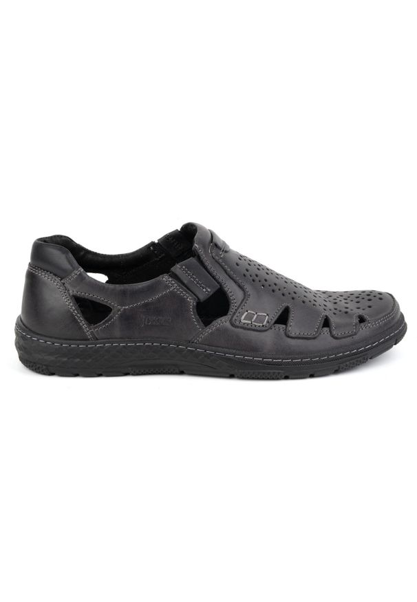 Joker Buty męskie skórzane na lato wsuwane 500J szare. Zapięcie: bez zapięcia. Kolor: szary. Materiał: skóra. Sezon: lato