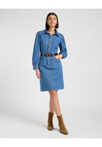 Lee - DAMSKA SUKIENKA JEANSOWA LEE LONG SLEEVE DRESS FINE BLUE 112370996. Materiał: jeans. Długość rękawa: długi rękaw #3