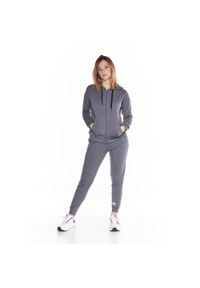 LEONE 1947 APPAREL - Podstawowy damski dres „Welcome Back” z kapturem i zamkiem błyskawicznym.. Kolor: szary. Materiał: dresówka. Sport: fitness