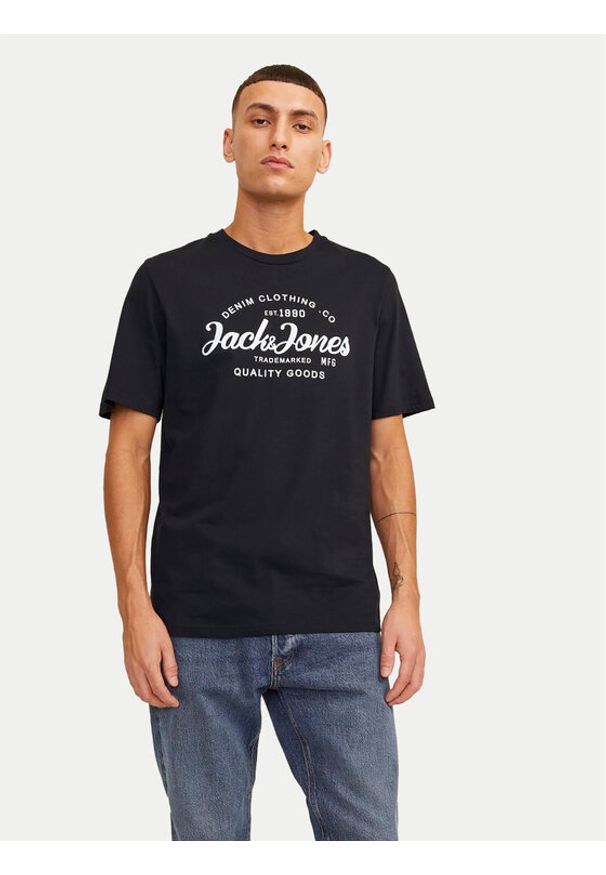 Jack & Jones - Jack&Jones T-Shirt Forest 12247972 Czarny Standard Fit. Kolor: czarny. Materiał: bawełna, syntetyk