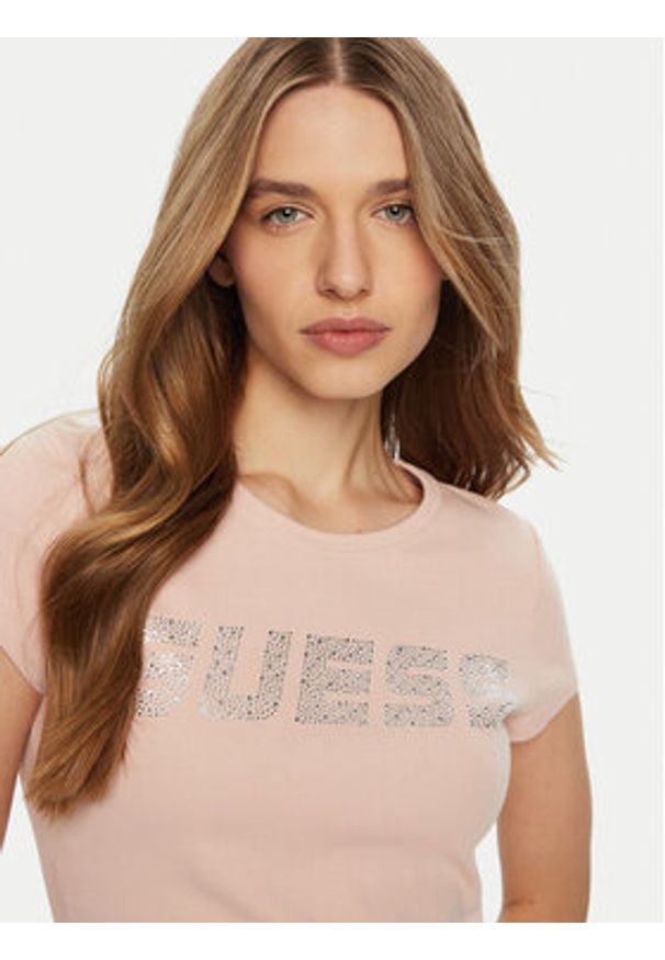Guess T-Shirt V4BI16 KCIV1 Różowy Regular Fit. Kolor: różowy. Materiał: bawełna