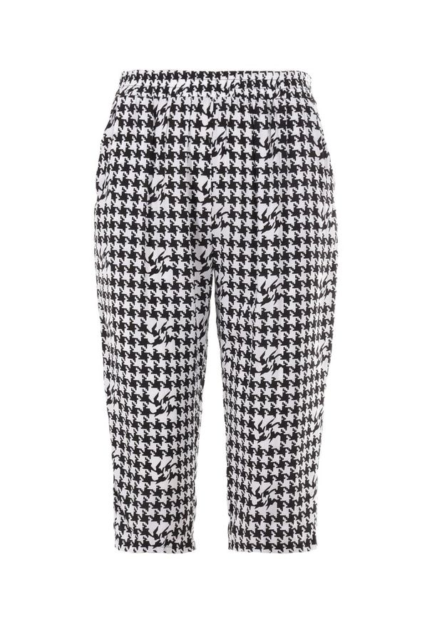 Born2be - Biało-Czarne Szorty Euphione. Kolekcja: plus size. Kolor: biały. Materiał: bawełna. Wzór: nadruk, aplikacja