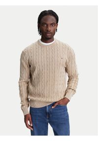 TOMMY HILFIGER - Tommy Hilfiger Sweter Classic MW0MW39524 Beżowy Regular Fit. Kolor: beżowy. Materiał: bawełna