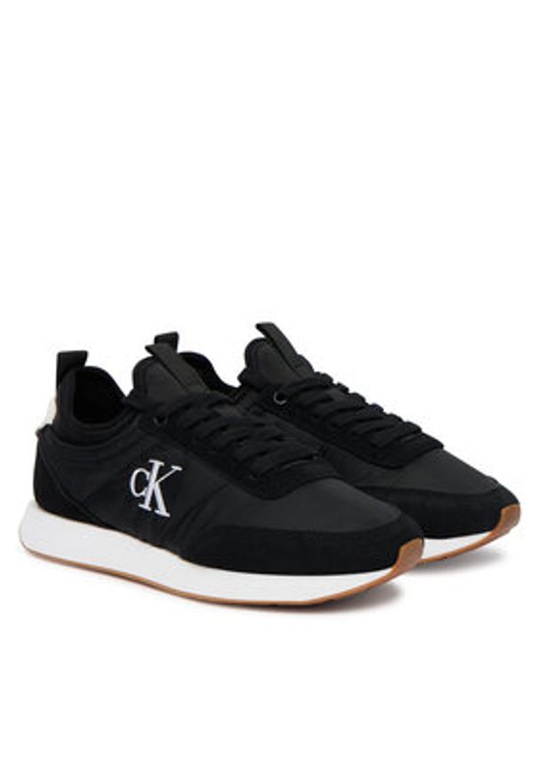 Calvin Klein Sneakersy Retro Runner Lace Up Sock YW0YW02060 Czarny. Kolor: czarny. Materiał: materiał