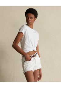 Ralph Lauren - RALPH LAUREN - Biały t-shirt Peace Love. Typ kołnierza: polo. Kolor: biały. Materiał: bawełna. Wzór: napisy, kolorowy #5