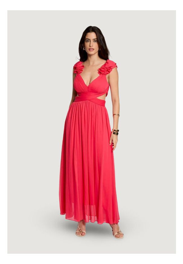 Morgan Sukienka wieczorowa 251-RISSAL Koralowy Regular Fit. Kolor: pomarańczowy. Materiał: syntetyk. Styl: wizytowy
