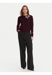 KAOS Sweter RI1KT022 Bordowy Regular Fit. Kolor: czerwony. Materiał: wełna #5