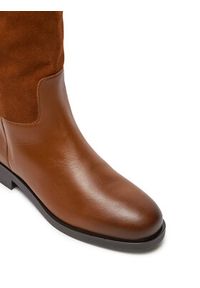 TOMMY HILFIGER - Tommy Hilfiger Oficerki Th Stud Leather Mix Long Boot FW0FW08341 Brązowy. Kolor: brązowy. Materiał: zamsz, skóra #6