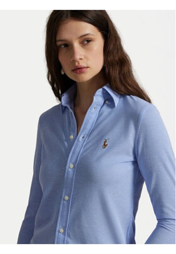 Polo Ralph Lauren Koszula 211664427001 Błękitny Slim Fit. Typ kołnierza: polo. Kolor: niebieski. Materiał: bawełna