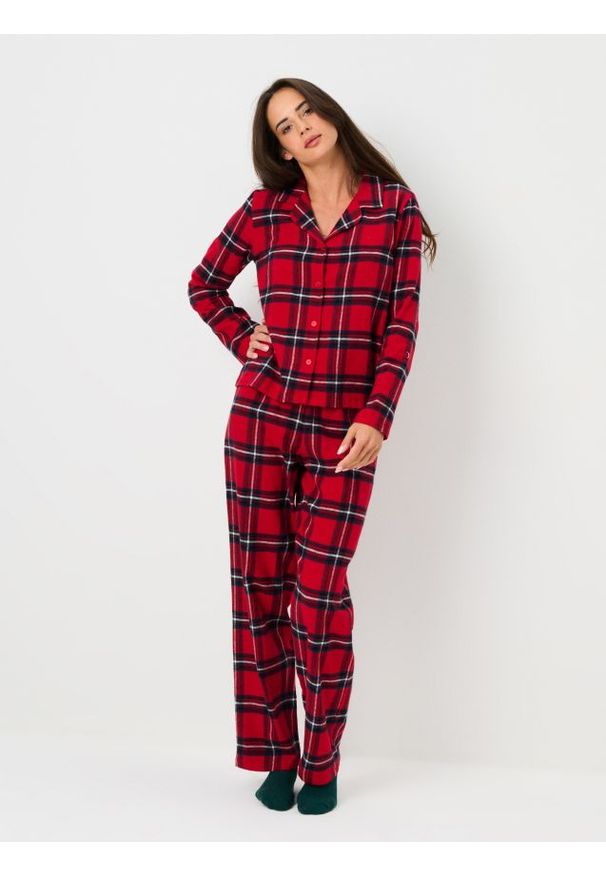 Sinsay - Bawełniana piżama dwuczęściowa w kratę - wielobarwny. Materiał: bawełna