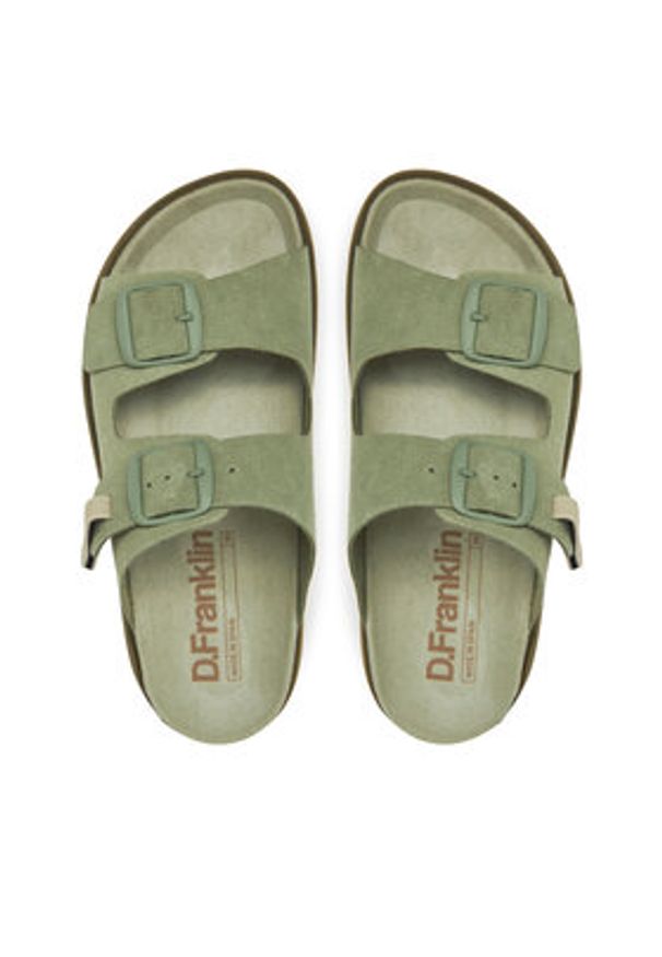 D.Franklin Klapki DFSH407001 Khaki. Kolor: brązowy. Materiał: skóra, zamsz