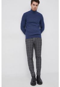Sisley - Sweter z domieszką wełny. Okazja: na co dzień. Typ kołnierza: golf. Kolor: niebieski. Materiał: wełna. Długość rękawa: długi rękaw. Długość: długie. Styl: casual #3