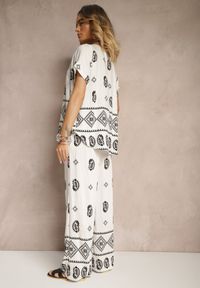 Renee - Czarno-Biały Komplet z Bawełny Spodnie o Szerokim Kroju i Koszula ze Wzorem Paisley Pavenn. Kolor: czarny. Materiał: bawełna. Wzór: paisley