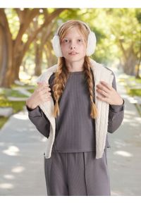 Sinsay - Bluza - szary. Kolor: szary. Materiał: prążkowany, materiał #1