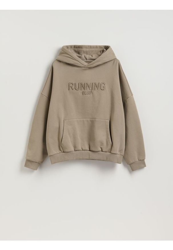 Reserved - Bluza z haftem - jasnoszary. Kolor: szary. Materiał: bawełna, dzianina. Wzór: haft