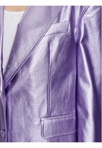 ROTATE Marynarka Embossed Pu 1000932225 Fioletowy Oversize. Kolor: fioletowy. Materiał: skóra