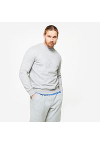 DOMYOS - Bluza męska Domyos Gym & Pilates. Kolor: szary. Materiał: tkanina, elastan, prążkowany, bawełna, materiał, poliester. Wzór: ze splotem. Sezon: lato. Sport: joga i pilates