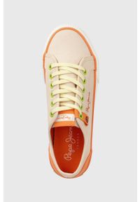 Pepe Jeans tenisówki ottis w bass damskie kolor pomarańczowy. Nosek buta: okrągły. Zapięcie: sznurówki. Kolor: pomarańczowy. Materiał: guma. Obcas: na platformie