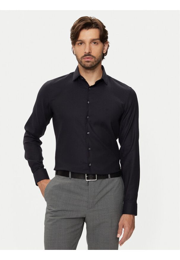 Calvin Klein Koszula K10K113528 Granatowy Slim Fit. Kolor: niebieski. Materiał: bawełna