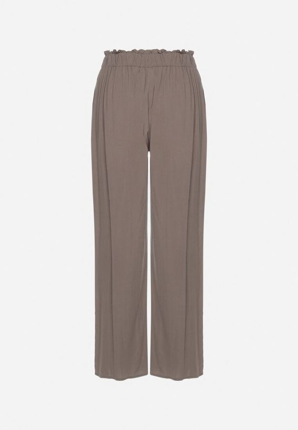 Born2be - Brązowe Spodnie Sharrill. Kolor: brązowy. Materiał: wiskoza. Długość: długie. Wzór: jednolity, gładki, aplikacja. Styl: elegancki