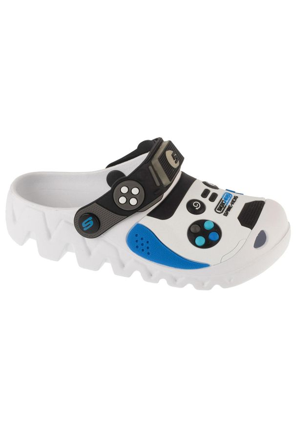 skechers - Klapki na basen chłopięce, Foamies: Zaggle - Hydro-Pointz. Kolor: biały. Styl: sportowy