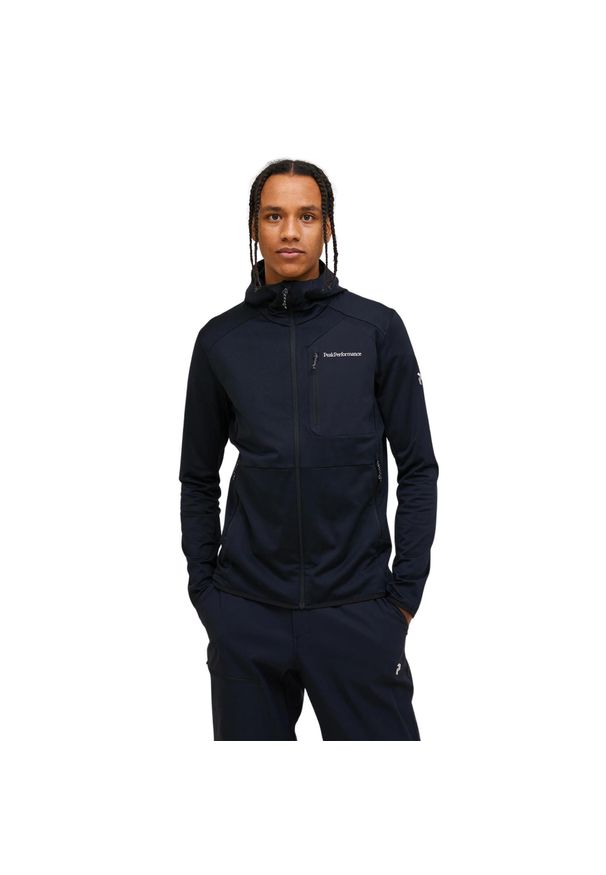 Bluza Peak Performance męska Utility Light Zip Hood czarna - XXL. Kolor: czarny