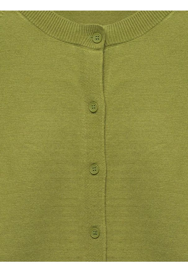 Big-Star - Kardigan damski zielony Suzana 301. Okazja: na co dzień. Kolor: zielony. Materiał: wiskoza, tkanina. Długość rękawa: krótki rękaw. Styl: klasyczny, casual, elegancki