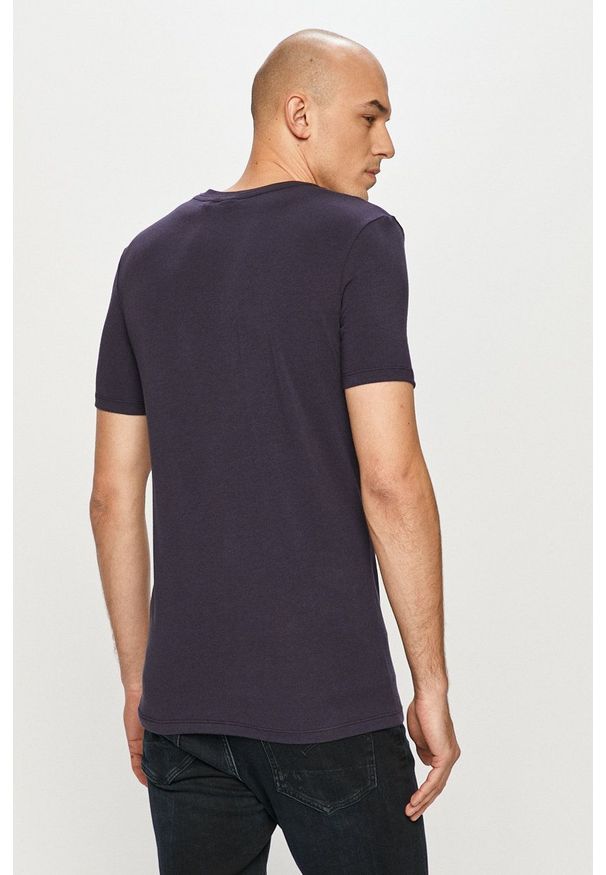 G-Star RAW - G-Star Raw - T-shirt. Kolor: niebieski. Materiał: bawełna. Wzór: aplikacja