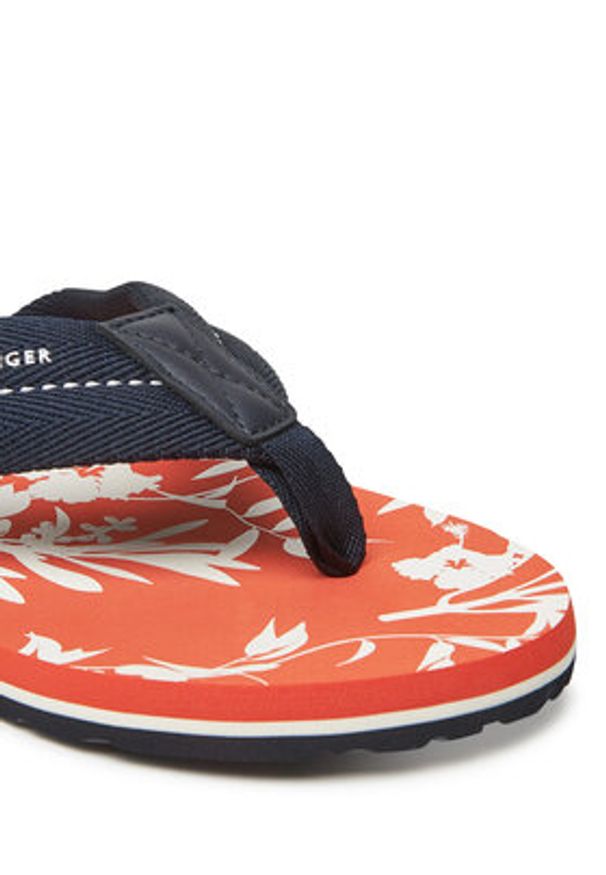 TOMMY HILFIGER - Tommy Hilfiger Japonki Hilfiger Flw Print Beach Sandal FM0FM05507 Granatowy. Kolor: niebieski. Materiał: materiał. Wzór: nadruk