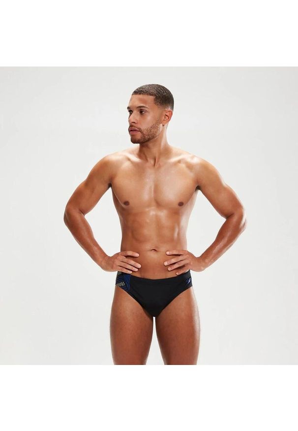 Slipy kąpielowe męskie Speedo Tech Panel. Kolor: czarny, niebieski, wielokolorowy. Materiał: lycra, poliester